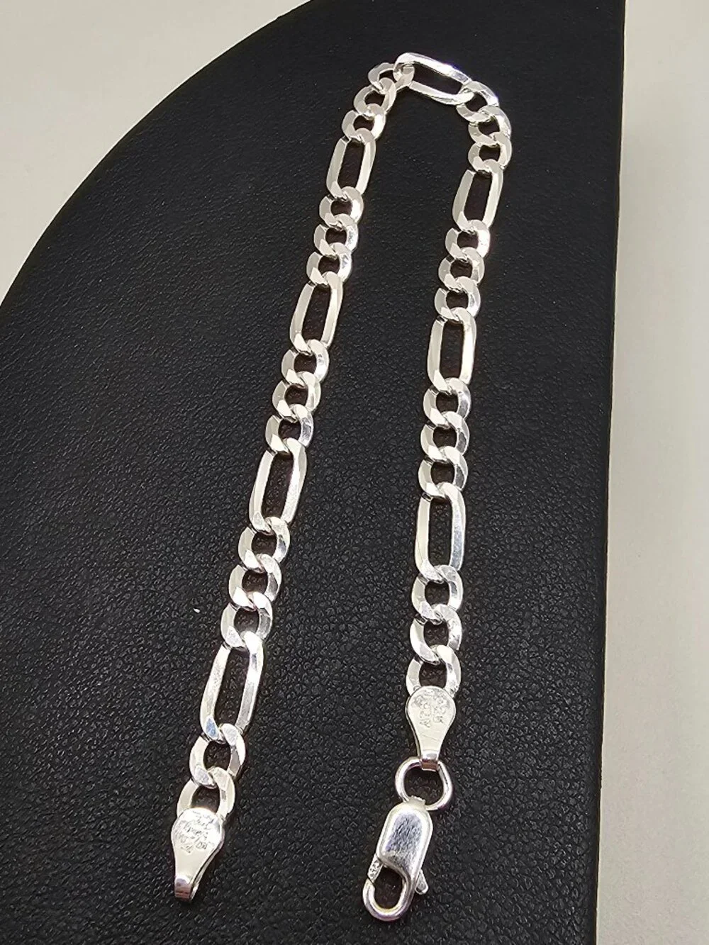 Sterling Silver 925 High Polish Figaro Bracelet 5mm 7 inches